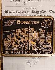 Vintage Solid Brass Belt Buckle Bowater Bechtel 88' Kraft Mill 90' - Anacortes