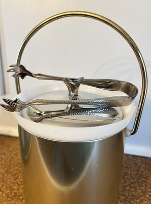 Vintage Kromex Ice Bucket w Claw Tongs Mid Century Modern Barware USA