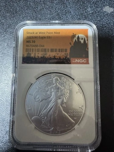 2025 (W) $1 American Silver Eagle NGC MS 70 Halloween Label Random Number Rare