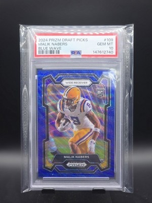 2024 Prizm Draft Picks #109 Malik Nabers Blue Wave /249 PSA 10 NY Giants (RC)