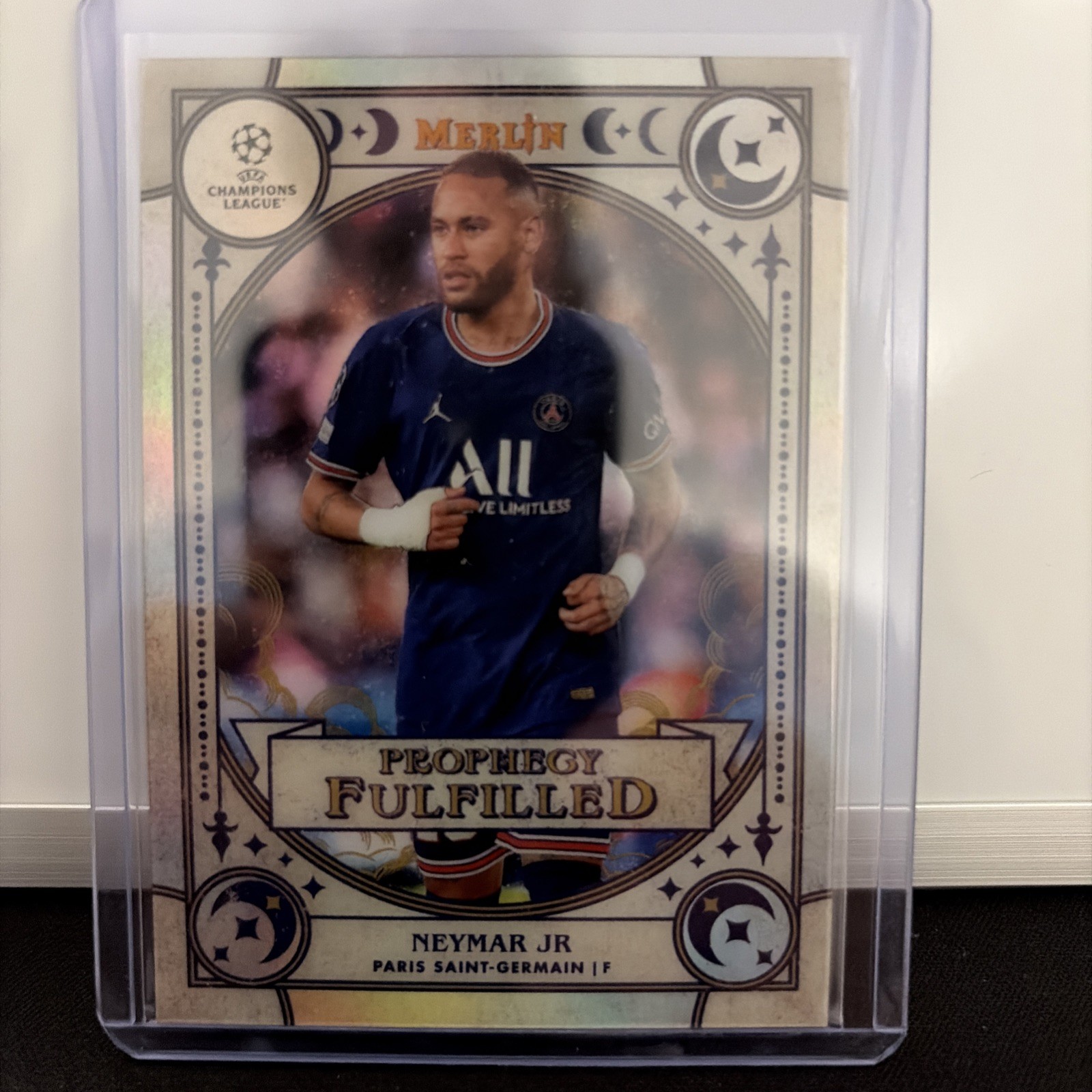 2021 Topps Merlin Chrome UEFA Neymar Jr Prophecy Fulfilled #PF-9 PSG Refractor view 2