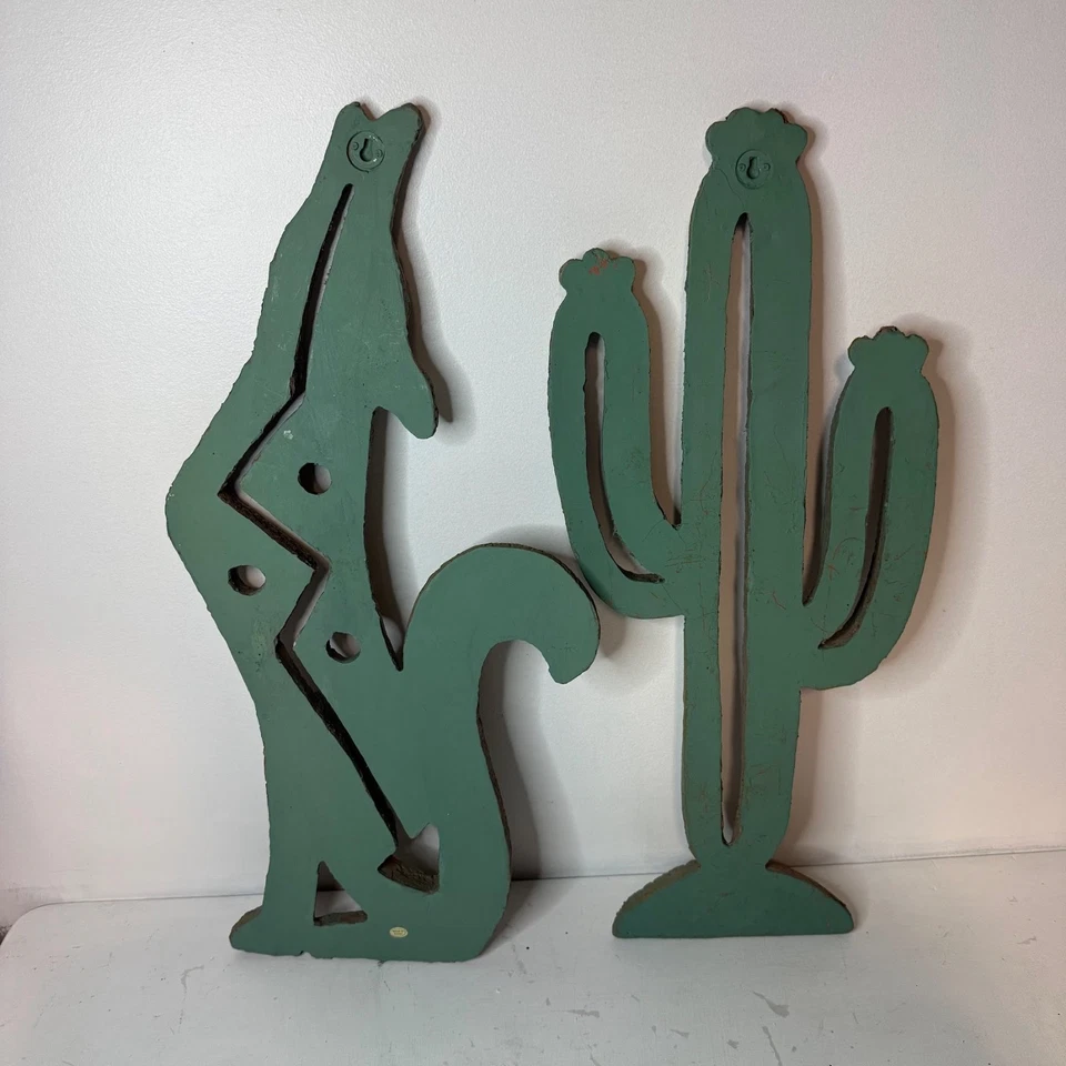 Aztec Southwestern Wolf Coyote Cactus Wall Decor Large 23" Tall Southwest - Image 4 of 4