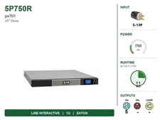 5p750r Eaton 5p 750va 1u 120v Ups 20 Deep 5-15p Newbatts 5p750r Eaton 5p 750va 1u 120v Ups 20 Deep 5-15p Newbatts