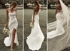 FAST SHIPPING ivory wedding dress Boho Elegant backless mermaid NWT