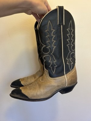 Vintage Code West Women's 8M Black and tan leather  Cowboy Western Boots USA