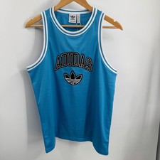 NEW Adidas Originals Boy's Jersey Sky Blue Logo Trefoil Tank Basketball Size XL