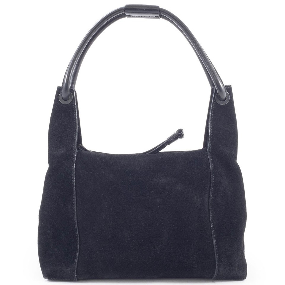 GUCCI Suede Handbag Black Leather Womens Hobo Shoulder Bag 101333 Pre-owned Auth