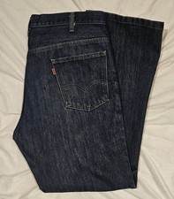 Vintage 70s Levis Jeans Mens 38x32 Orange Tab Bell Bottom Dark Wash 646 0917