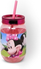 Water Bottle - Disney Minnie Mouse - 18.5oz PS Canning Jar w/straw Cup Mug NEW