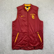 Nike USC Trojans Vest Mens Medium Red Gold Sleeveless Zip Up Windbreaker College