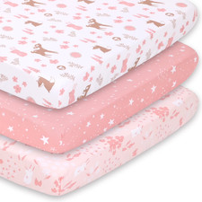 Pack N Play, Mini Crib, Portable Crib or Fitted Playard Sheets for Baby Girl, 3