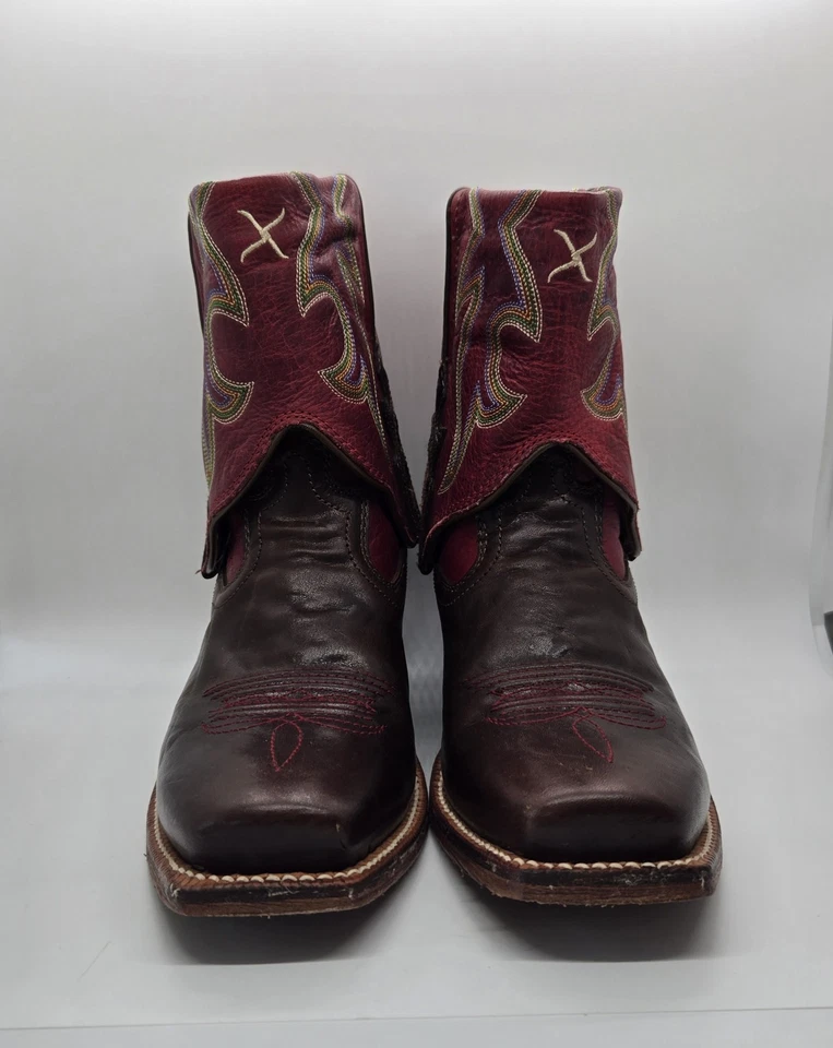 Botas de Vaquera Twisted X 6 Para Mujer Plegables Rojo Marrón Cuero Puntera Cuadrada Foto 3 de 4