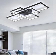 Modern LED Ceiling Light, 35.4in LED Black Flush Mount Ceiling Lights Fixture...