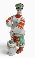 Vintage Soviet Porcelain Figurine Soloha with Mortar Kyiv Ukraine Ceramics 1960s