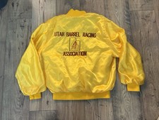 Vintage Yellow Satin Jacket Riding-Utah Barrel Racing Made In The USA Sz L