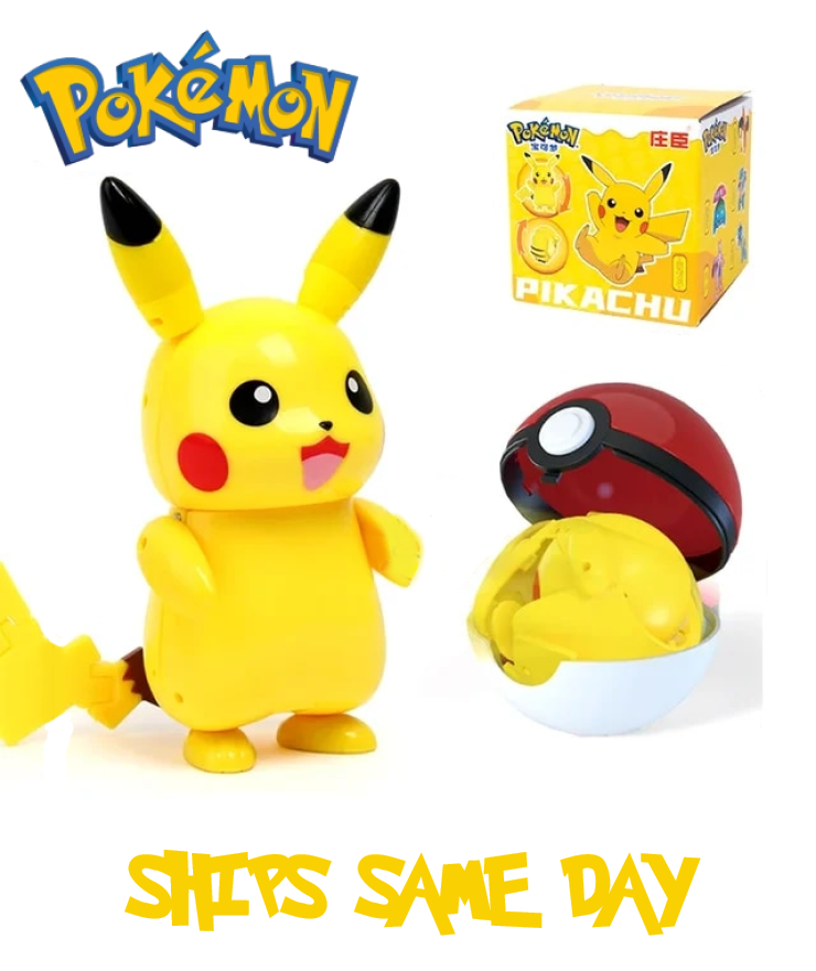 ✓ Official Pokémon Pikachu Full Jointed Action Figure & Poke Ball