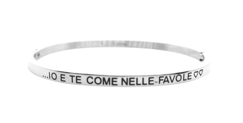 Bracciale da donna braccialetto in acciaio rigido con frase scritta dedica - Foto 6 di 51