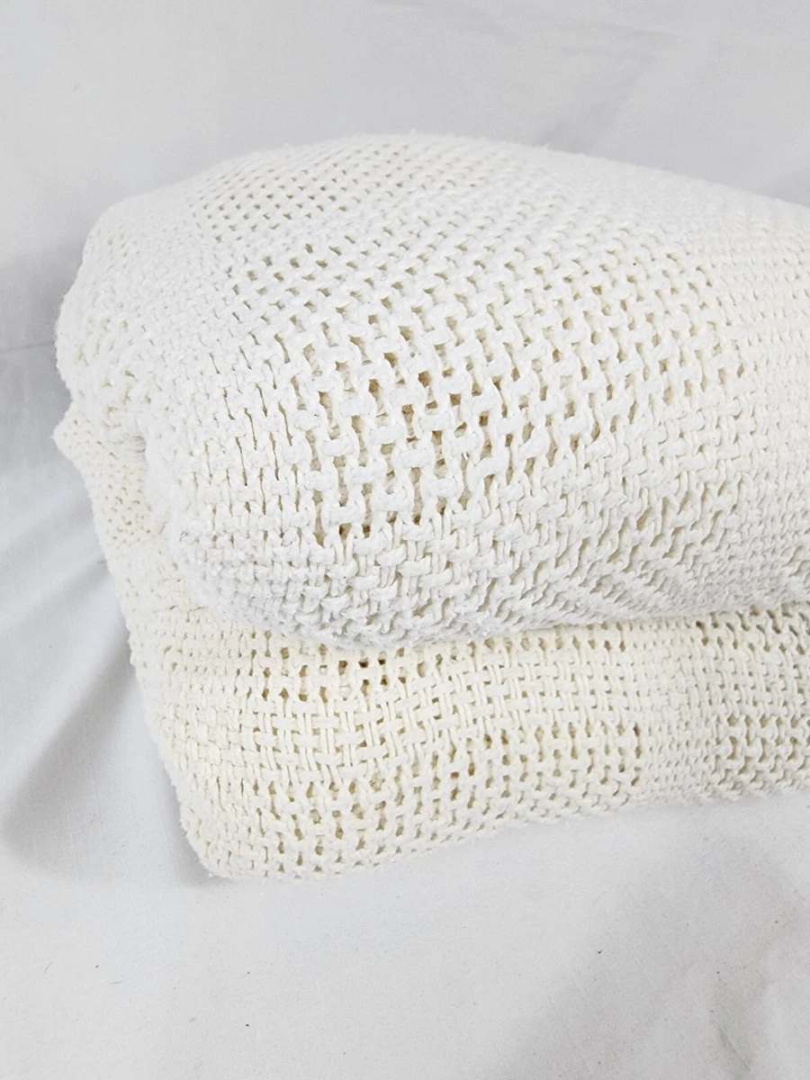 Light Beige 8X8 Waffle Knit Throw Blanket