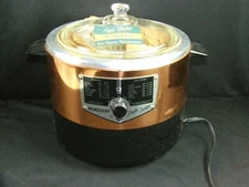 VINTAGE NOS MID CETURY MODERN JUMBO COPPER WONDERFRY COOKER FRYER FIRE KING LID