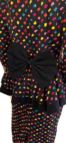 Vestido de Colección Años 80 Peplum Does Años 40 Hombros Grandes Espalda Lazo Bajo Malla - Imagen 12 de 16