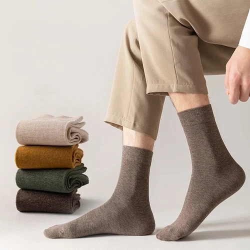 5Pairs Combed Cotton Socks Business Men High Quality Long Casual Mid Tube Socks - Picture 3 of 40
