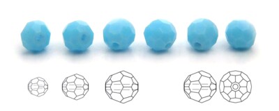 Preciosa Genuine Czech Round MC Faceted Crystals, Opaque Blue Beads, 4mm, 8mm