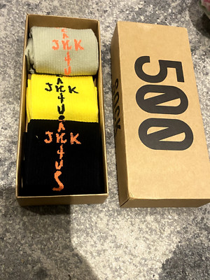 Travis Scott Cactus Jack Socken - 3er Pack Originalverpackt - Schwarz/Gelb/Khaki - Neu