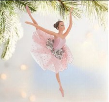 Pink Iridescent Beaded Swan Princess Ballerina Sugar Plum Nutcracker Ornament