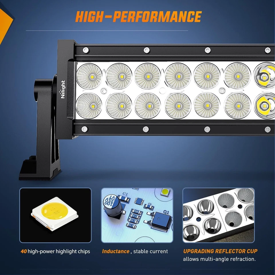 Nilight 42Inch 240W Spot Flood Combo Led Light Bar Off Road Driving Lights Foto 3 de 4