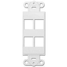 4-Port Decora Style Keystone Jack Wall Plate Insert Four Hole - White