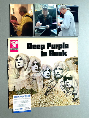 DEEP PURPLE ''GILLAN-PAICE-GLOVER'' In-person signed LP-Cover Vinyl 12'' COA ACOA