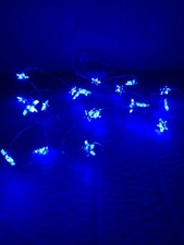 20 Battery Operated LED Stars String Lights on Copper Wire Blue Indoor & Outdoor