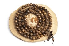 8MM 108 Pcs Fragrant Qinan Sandalwood Mala Beads Natural Wood Round Beads 35"