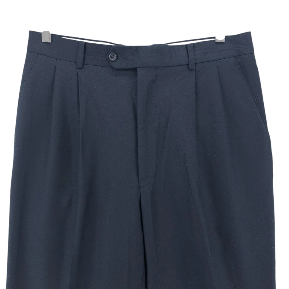 PRINCIPE ITALY Navy Blue Wool Cashmere Pleated Dress Pants Size 33 - Image 2 of 4