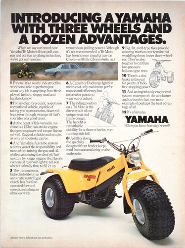 1980 Ad Conquer Any Terrain on a Tri Moto 125 Yamaha: The Ultimate Adventure