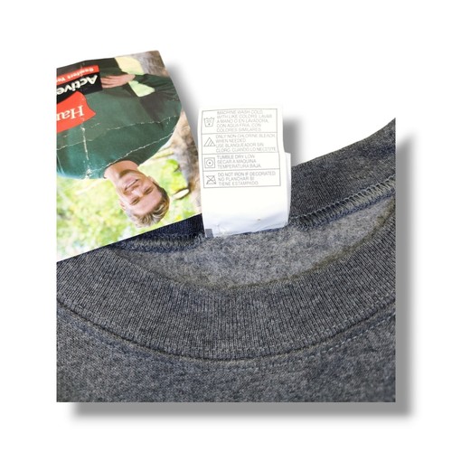 Vintage Y2K Hanes Blank Gray Crewneck Pullover Sweatshirt Men's Size 2XL 2001 - Picture 11 of 14