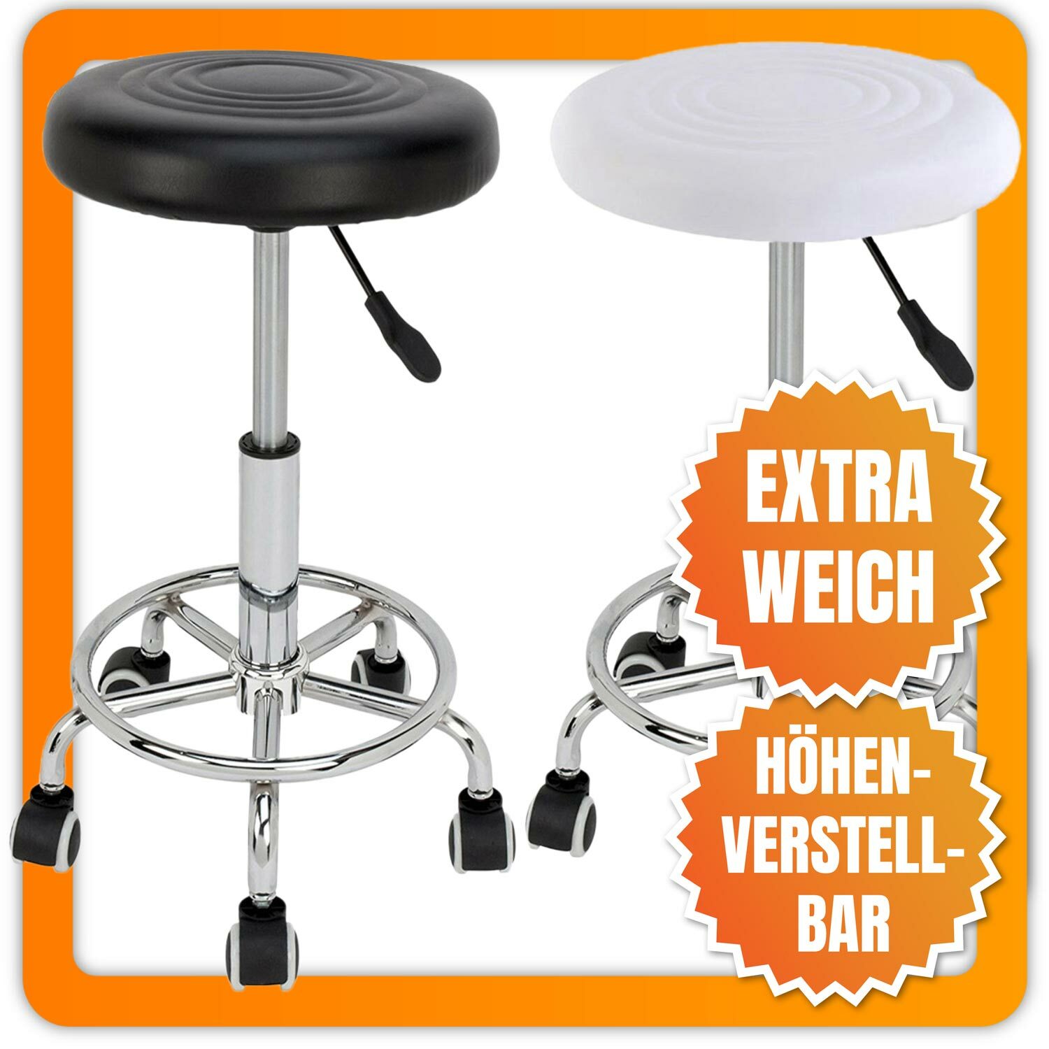 Crisnails® Rollhocker/Drehstuhl, Kosmetikhocker Gepolstert, Viele