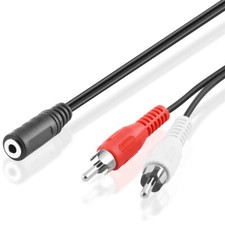 1,5m Y Cinch Kabel Adapter 2 Chinch Stecker rot weiß - 1 Klinke Kupplung Buchse