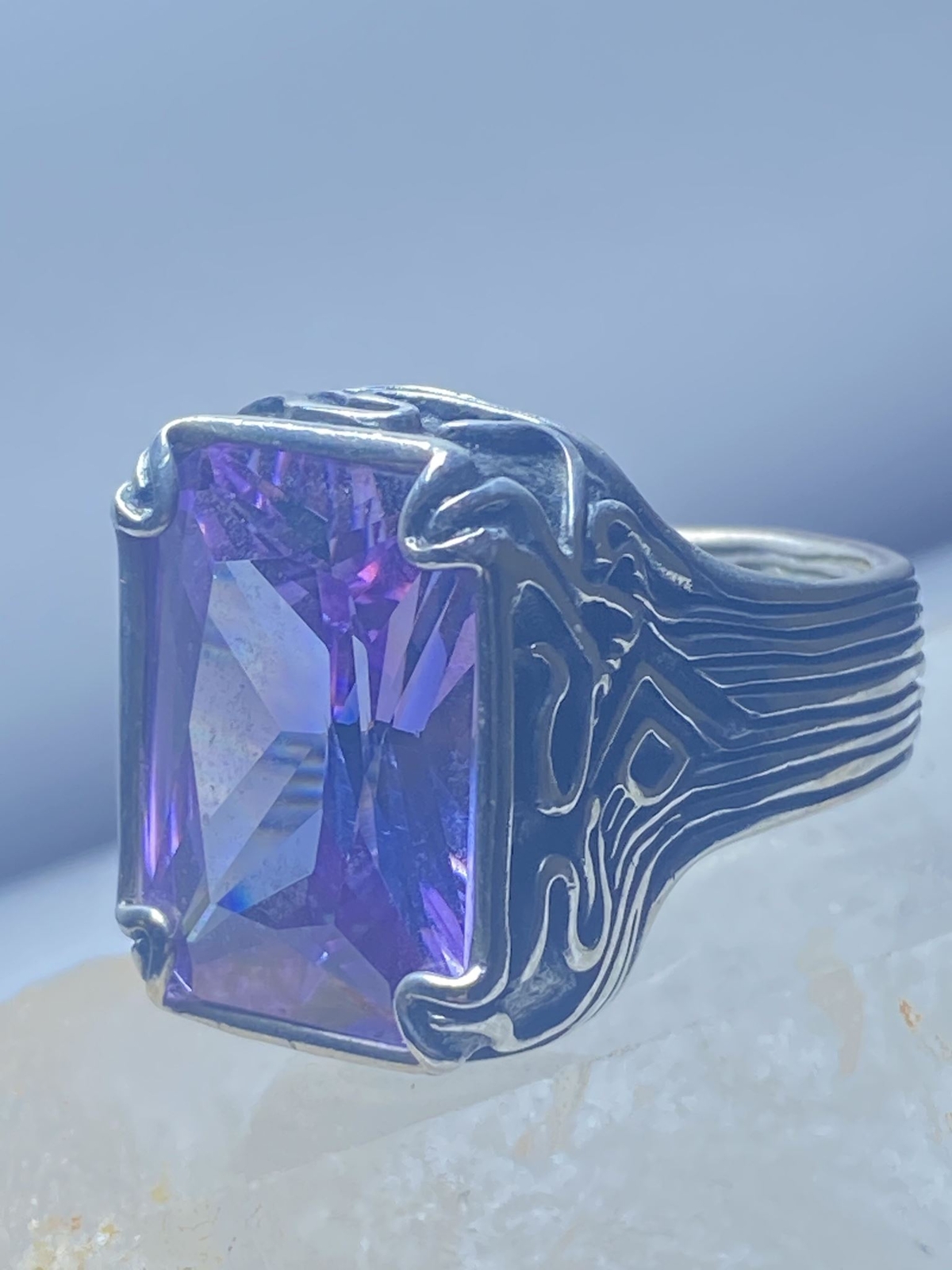 Silpada Ring Statement Purple bulky sterling silv… - image 2