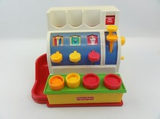 Fisher Price 72044 Cash Register Vintage 1994 4 Coins White Red Orange Sounds