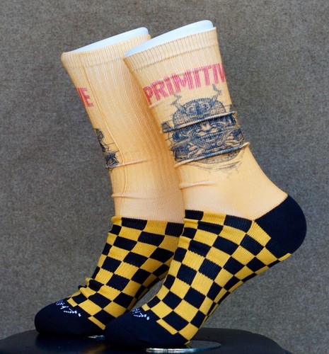 New Primitive Apparel Samurai Check Men’s Yellow Socks One Size RSCK-34 - Picture 1 of 2