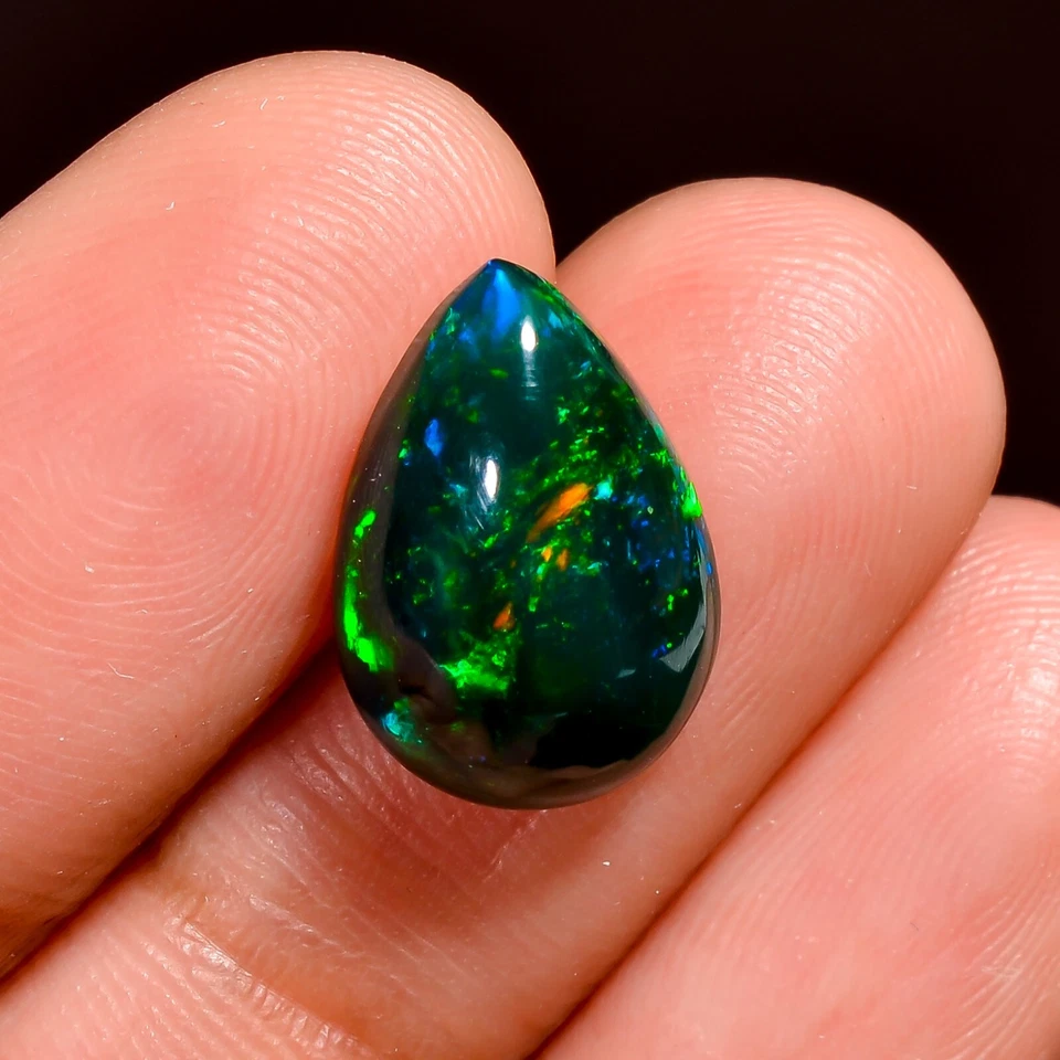 Черный опал кабошон 3,50 карата потрясающая игра цвета! Идеально подходит для ювелирных изделий - Изображение 3 из 4