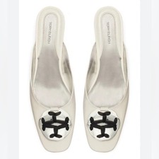 Tory Burch Sz 10 Patos Logo Kitten Heel Mules