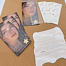 4 PK of 8 Strips Gold Glitter Freckles Face Tattoos Waterproof Sparkle Patches