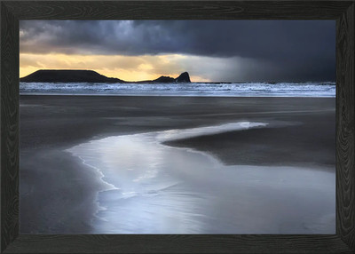 Worms Head Rhossili Bay Framed Wall Art Poster Canvas Print Picture