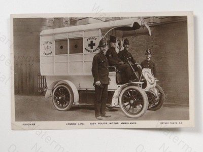 City Police Motor Ambulance London Life Rotary Photo RPPC 1914