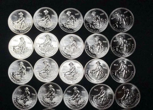(20)Tube Of 1986 Engelhard Prospector 1oz Silver Round Gem BU