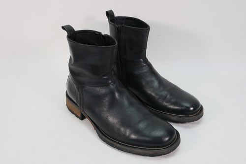 Vintage Kenneth Cole Back Fire Herren US 9 EU 42 Schwarz Leder Reißverschluss Stiefel