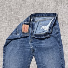 Vintage Levis 505 Jeans Mens 38x29 Blue Denim Regular Fit Medium Wash Faded Tab