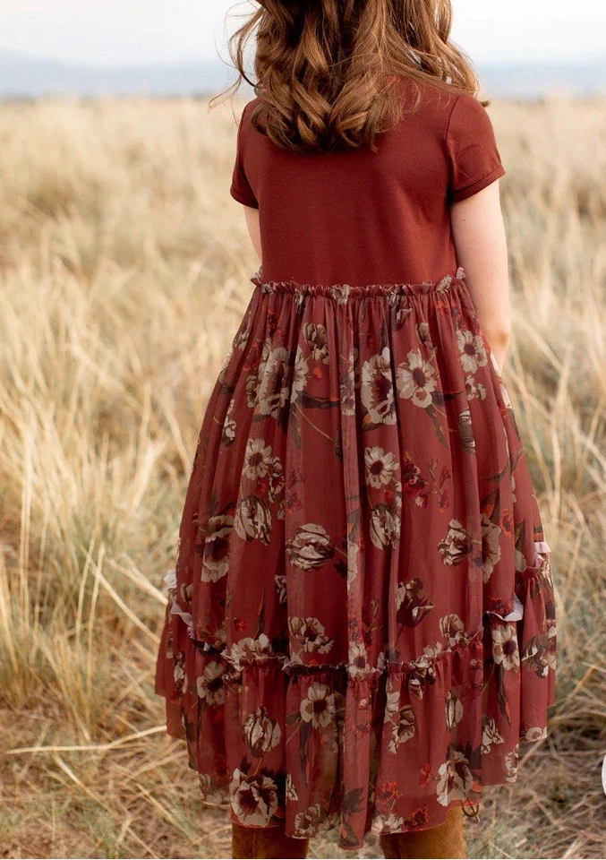 Новый с Ярлыками Mia Joy от Joyfolie LORELEI платье в корице цветочный. Размер 14 - Изображение 2 из 4